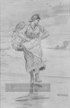 Ein Fisher Mädchen am Strand Realismus Maler Winslow Homer
